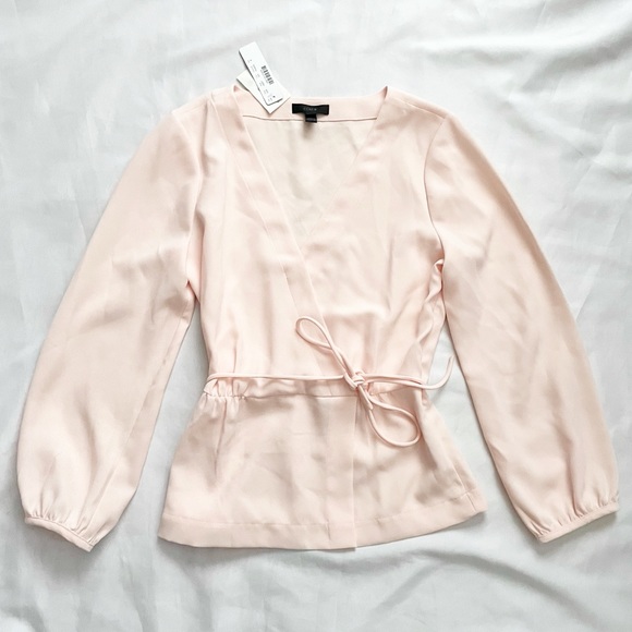 J. Crew Tops - J.Crew Drapey Crepe Faux-wrap Pink Top